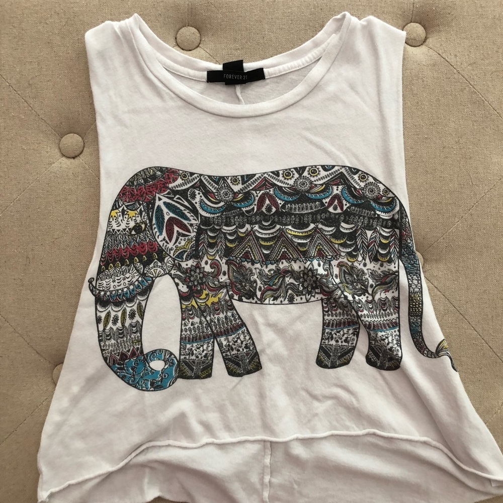 Forever 21 Elephant Tribal Print Muscle Tee